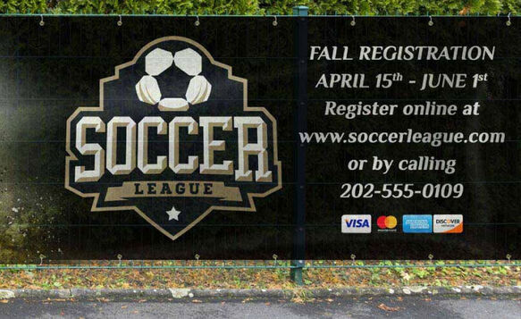 Mesh Fence Banner Soccer Camp Registration