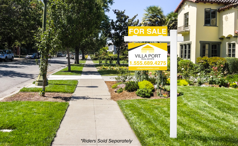 Real Estate Sign With Rider Front Yard